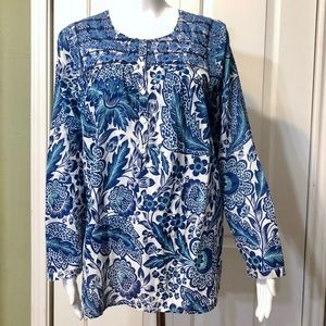 J.Crew M Floral Popover cotton blouse
